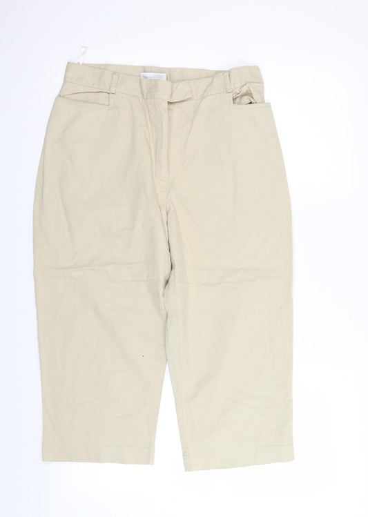 Womens UK Size 14 BHS Regular Fit Capri Beige Trousers