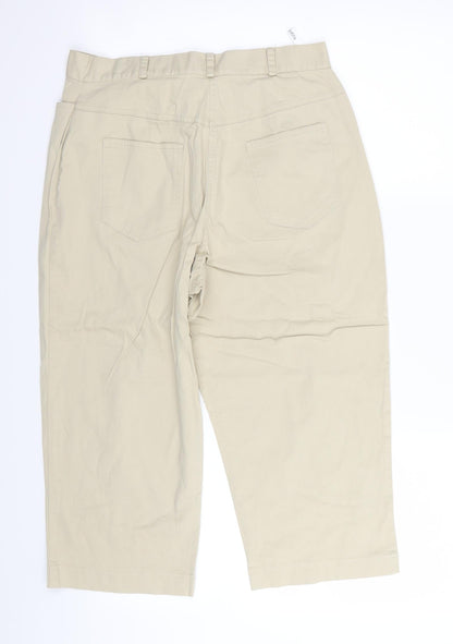 Womens UK Size 14 BHS Regular Fit Capri Beige Trousers