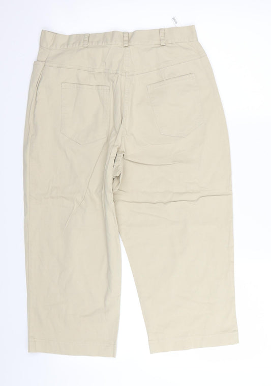 Womens UK Size 14 BHS Regular Fit Capri Beige Trousers