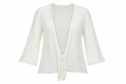 Front view of stock shop women’s white full zip jumper, size L