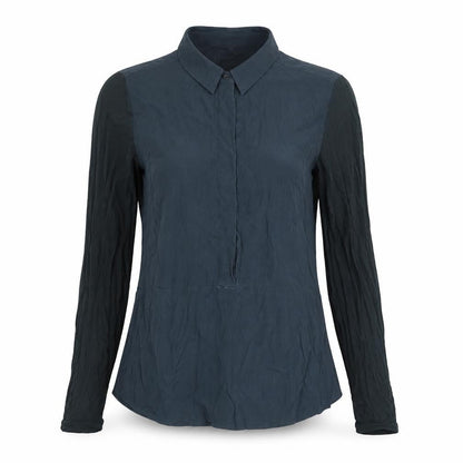 Front view of LK bennet women’s blue basic button-up, size UK 8