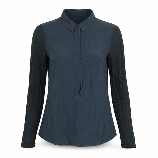 Front view of LK bennet women’s blue basic button-up, size UK 8