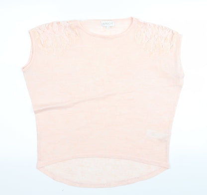 Womens UK Size S Apricot Pink Basic T-Shirt