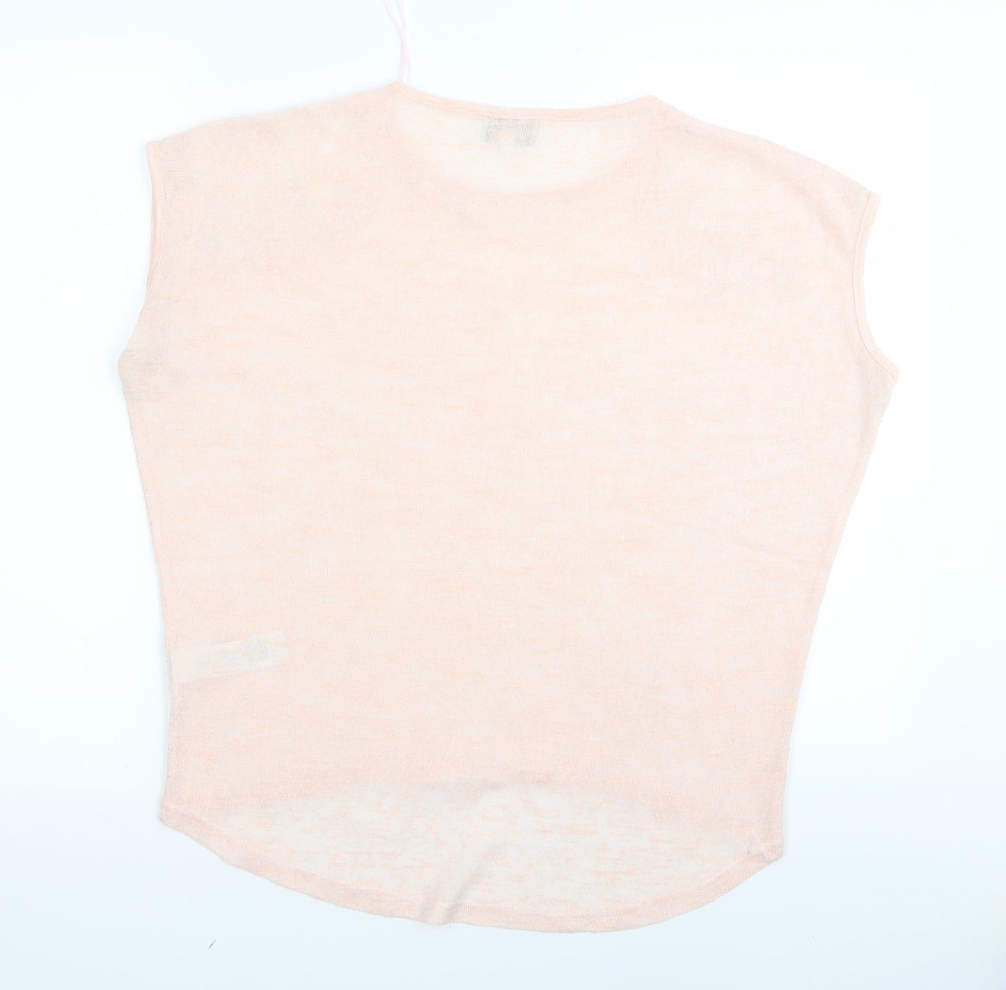 Womens UK Size S Apricot Pink Basic T-Shirt