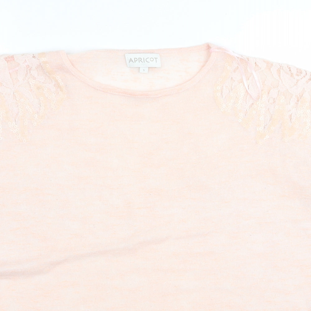Womens UK Size S Apricot Pink Basic T-Shirt