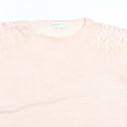 Womens UK Size S Apricot Pink Basic T-Shirt