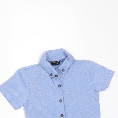 Close-up detail of Next boys’ blue basic polo, size 3, years
