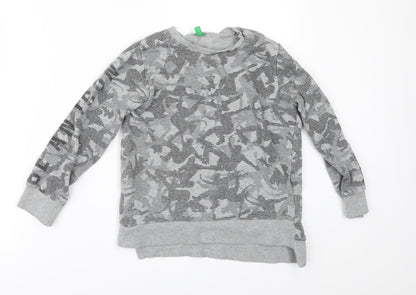 United Colors of Benetton Boys Grey Geometric  Pullover Sweatshirt Size 7 Years