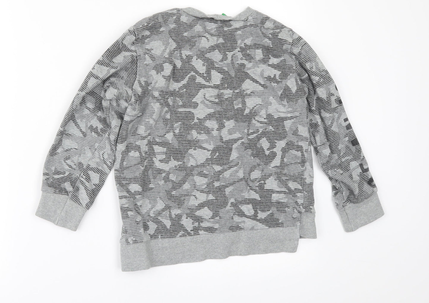 United Colors of Benetton Boys Grey Geometric  Pullover Sweatshirt Size 7 Years