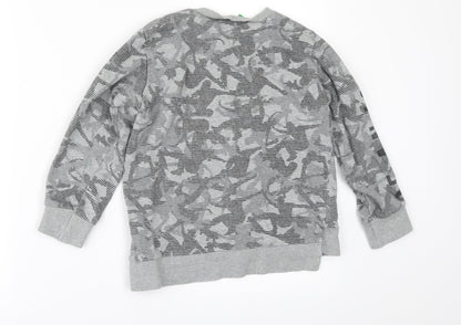 United Colors of Benetton Boys Grey Geometric  Pullover Sweatshirt Size 7 Years