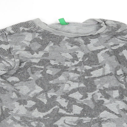 United Colors of Benetton Boys Grey Geometric  Pullover Sweatshirt Size 7 Years