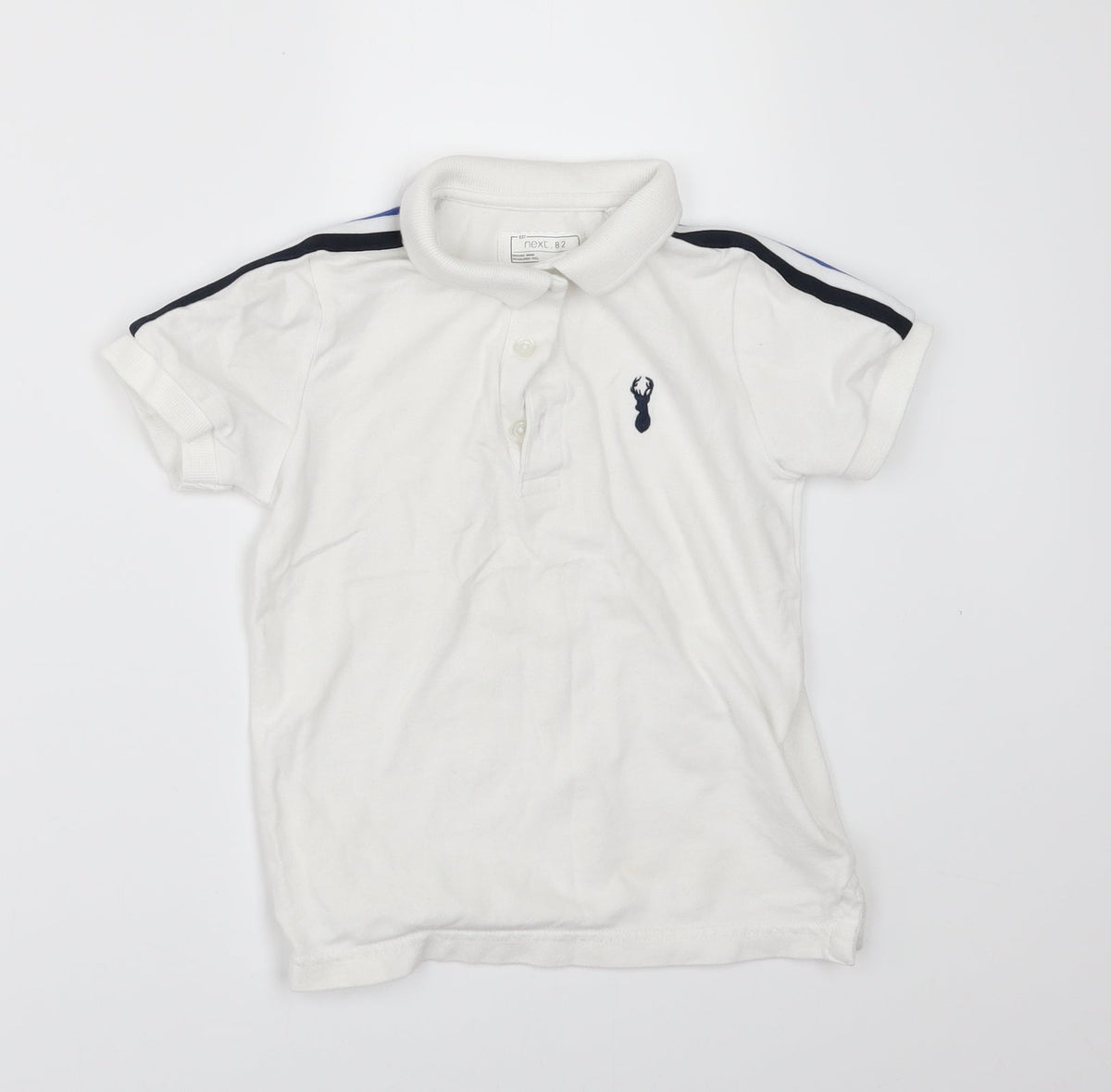 Front view of Next boys’ white basic polo, size 5, years