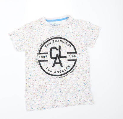 Urban Outlaws Boys White Polka Dot  Basic T-Shirt Size 7-8 Years  - San Francisco