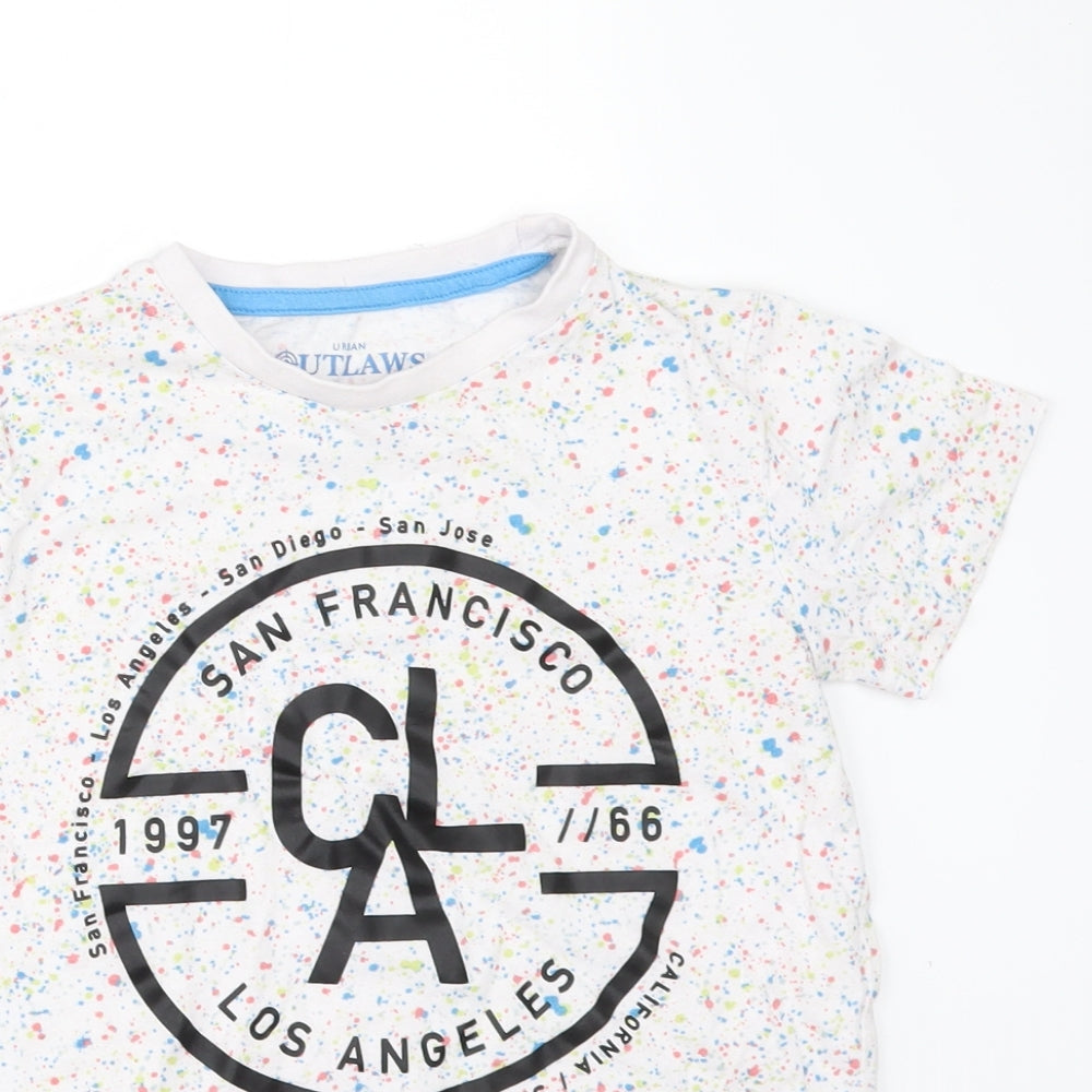 Urban Outlaws Boys White Polka Dot  Basic T-Shirt Size 7-8 Years  - San Francisco