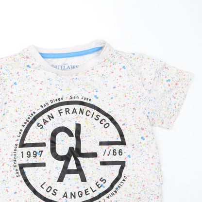 Urban Outlaws Boys White Polka Dot  Basic T-Shirt Size 7-8 Years  - San Francisco