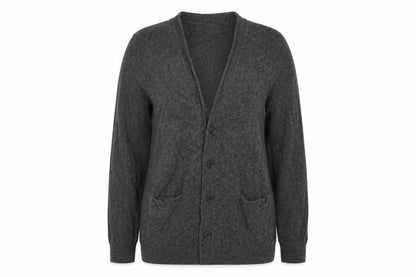 Front view of H&M women’s grey cardigan jumper, size S