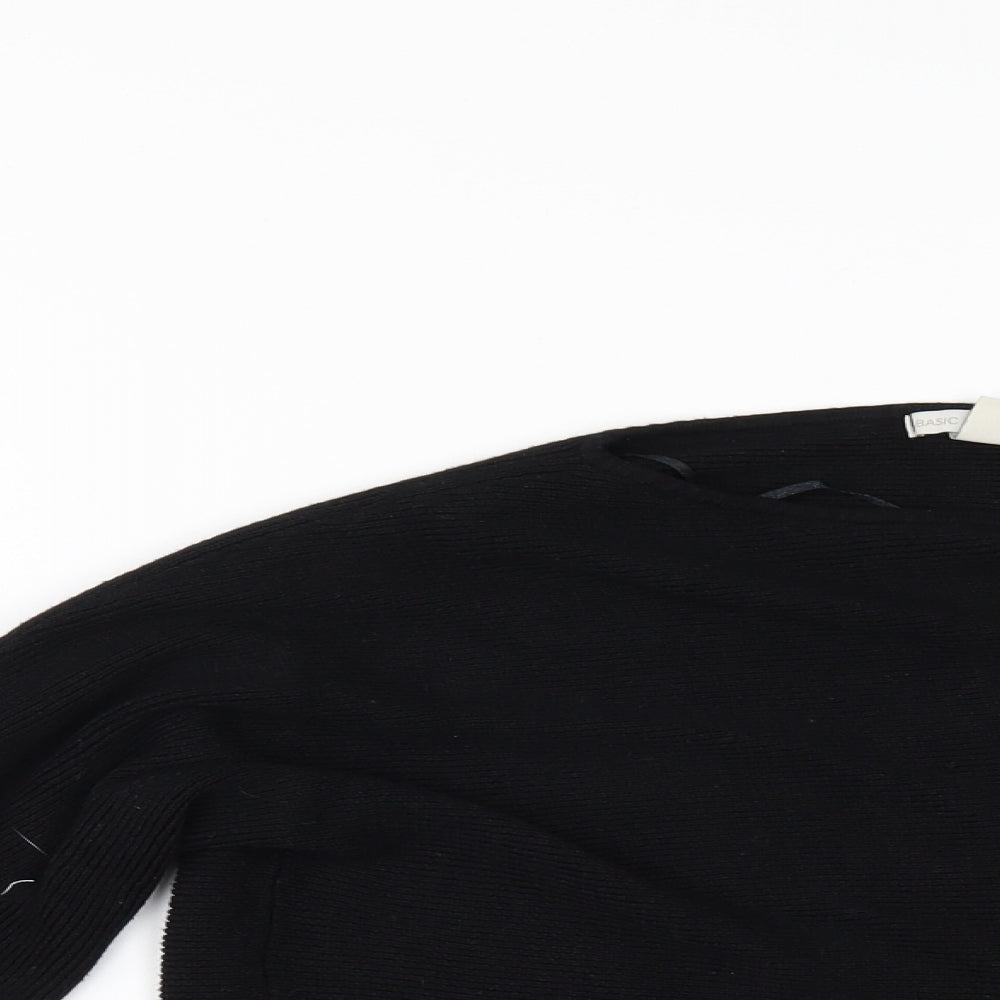 Close-up detail of H&M women’s black jumper, size XS
