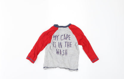 George Baby Grey   Basic T-Shirt Size 6-9 Months  - DADDYS LITLLE SUOER HERO