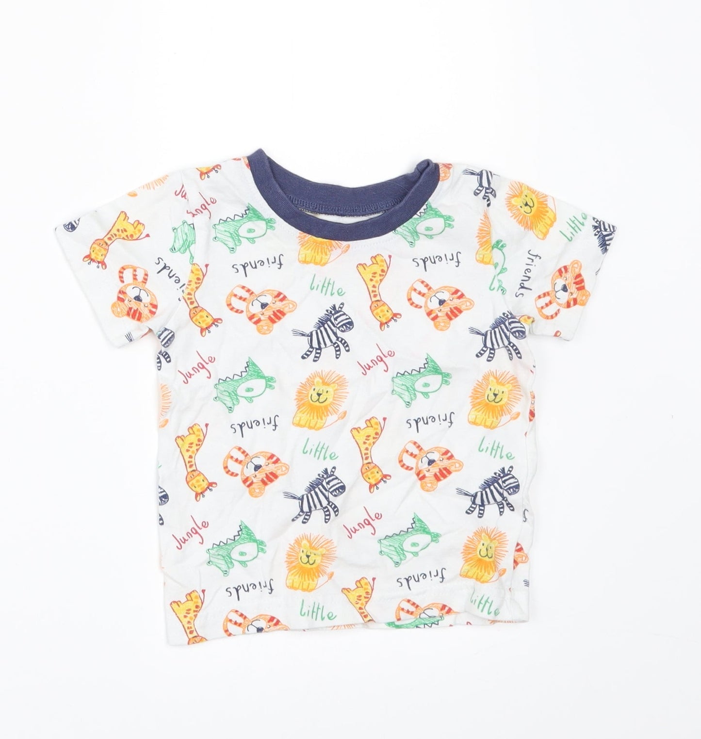 George Boys White Geometric  Basic T-Shirt Size 6-9 Months  - ANIMALS