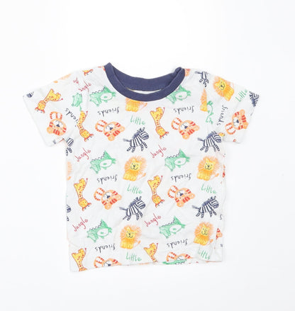George Boys White Geometric  Basic T-Shirt Size 6-9 Months  - ANIMALS