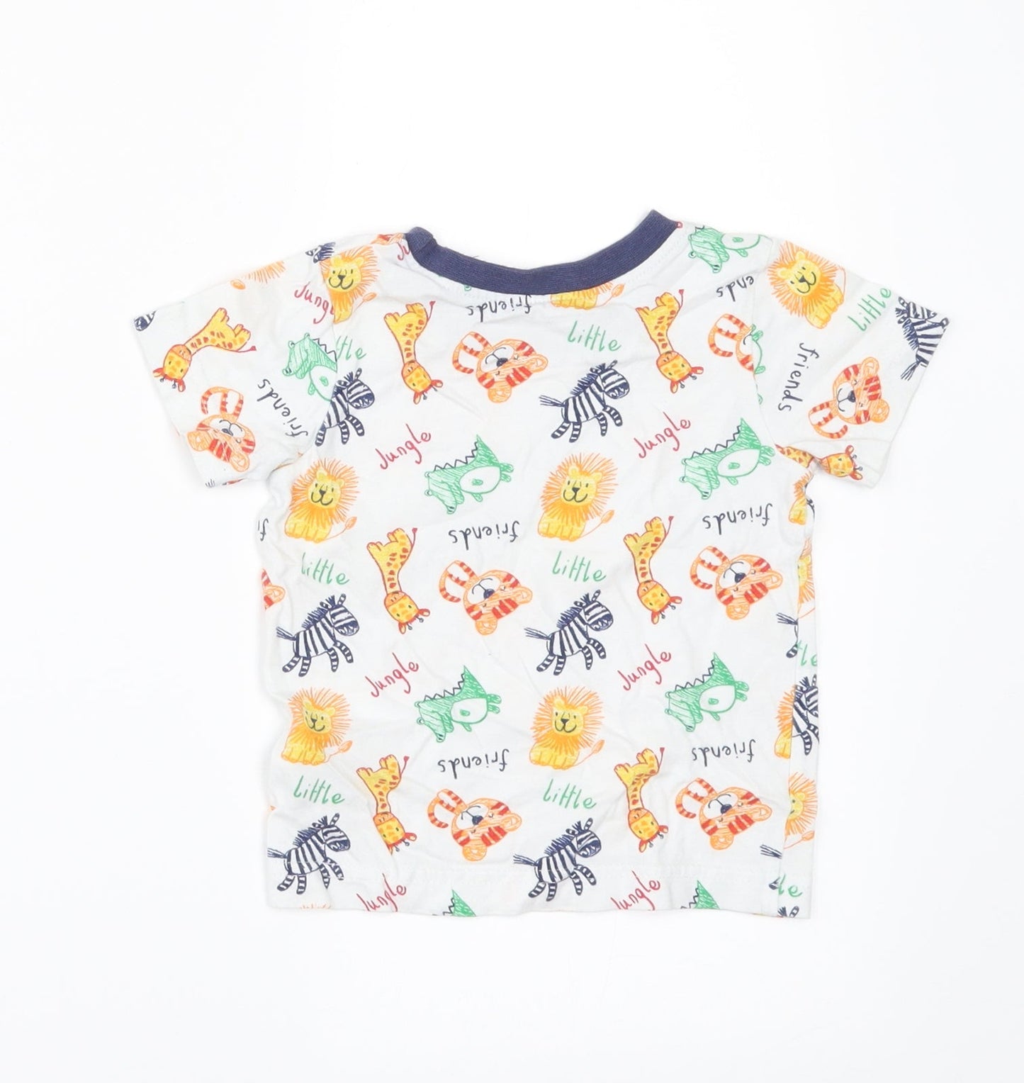 George Boys White Geometric  Basic T-Shirt Size 6-9 Months  - ANIMALS