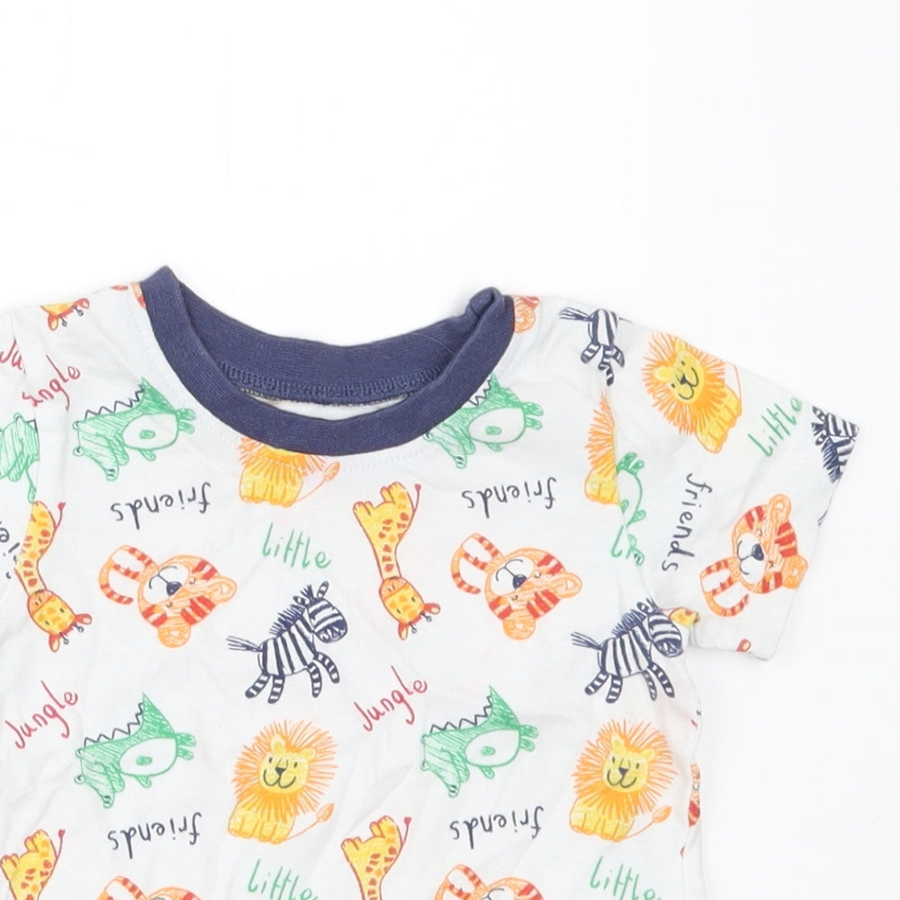 George Boys White Geometric  Basic T-Shirt Size 6-9 Months  - ANIMALS