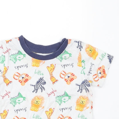 George Boys White Geometric  Basic T-Shirt Size 6-9 Months  - ANIMALS