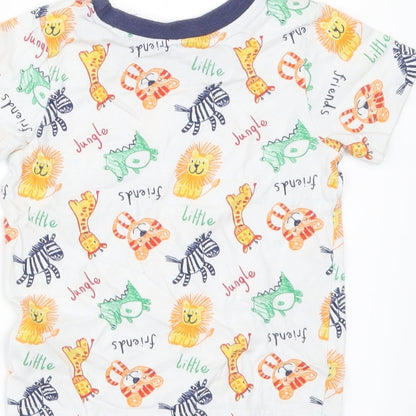 George Boys White Geometric  Basic T-Shirt Size 6-9 Months  - ANIMALS