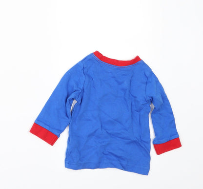 Back view of George boys’ blue basic t-shirt, size 6-9, months - super hero
