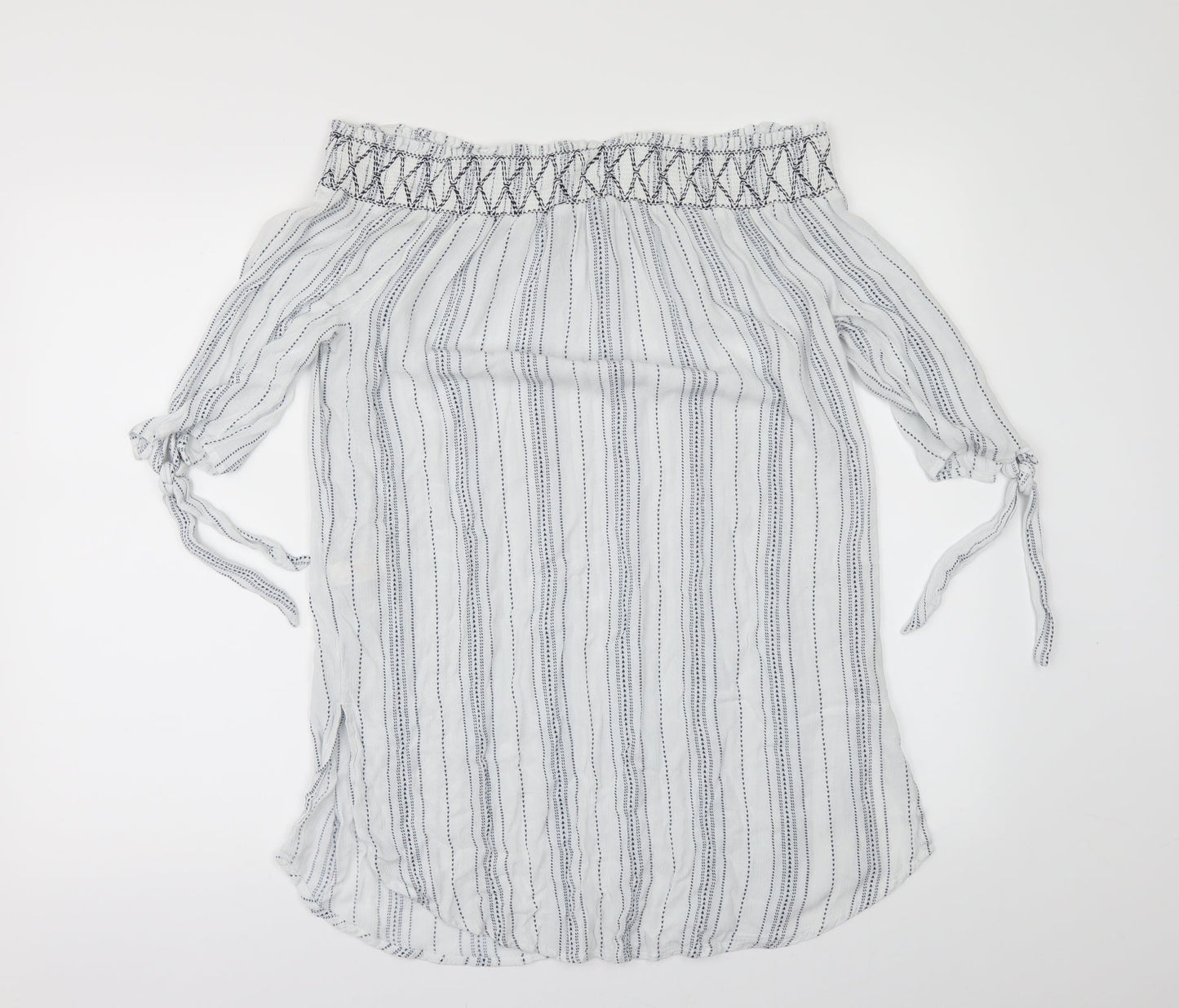 Womens UK Size M New Look White Ringer Blouse