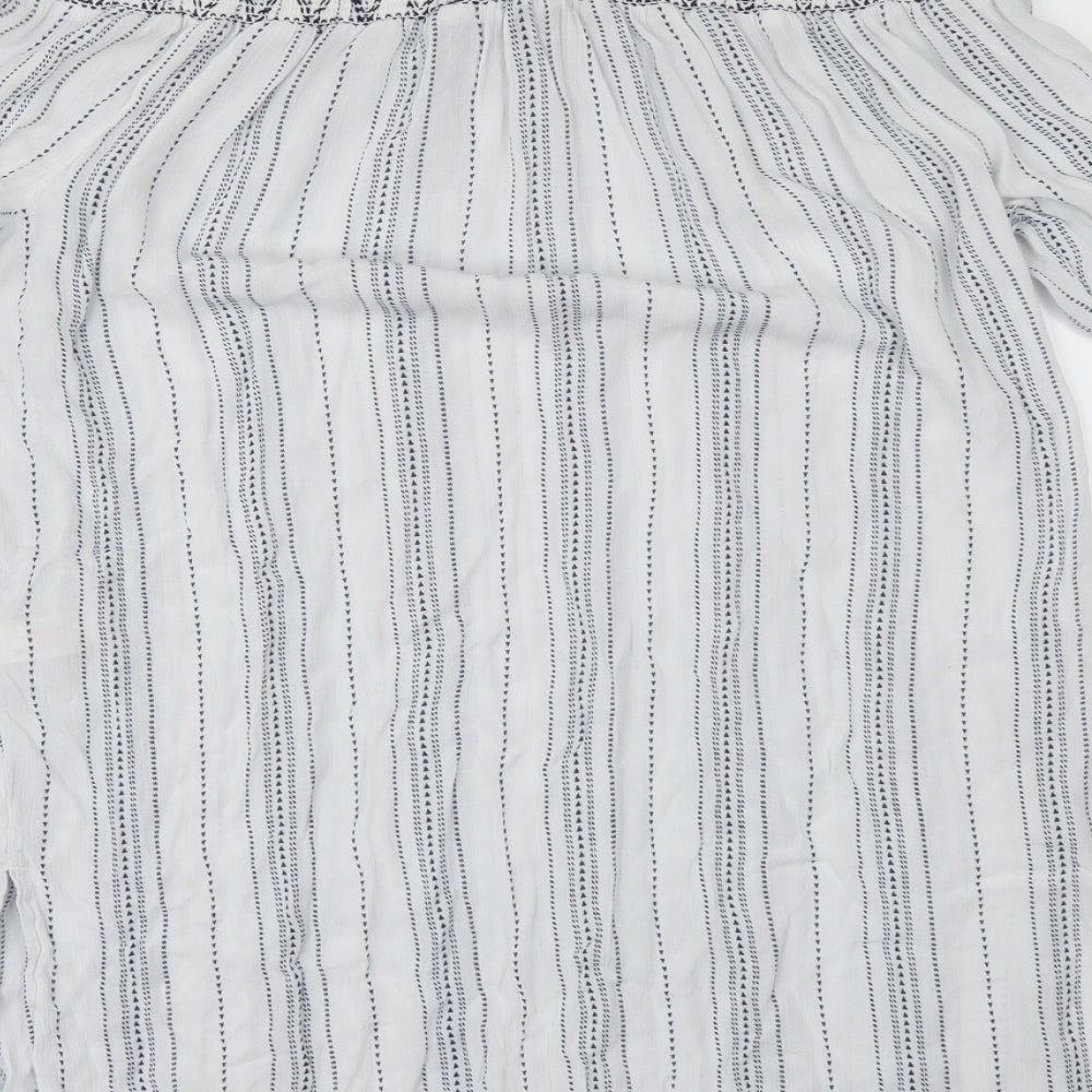 Womens UK Size M New Look White Ringer Blouse