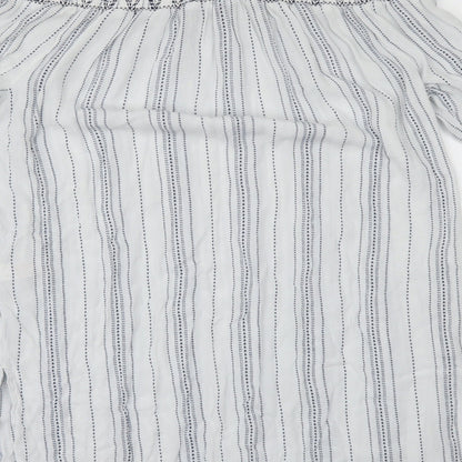 Womens UK Size M New Look White Ringer Blouse