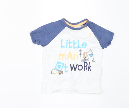 George Boys White   Basic T-Shirt Size 6-9 Months  - LITTLE MAN AT WORK