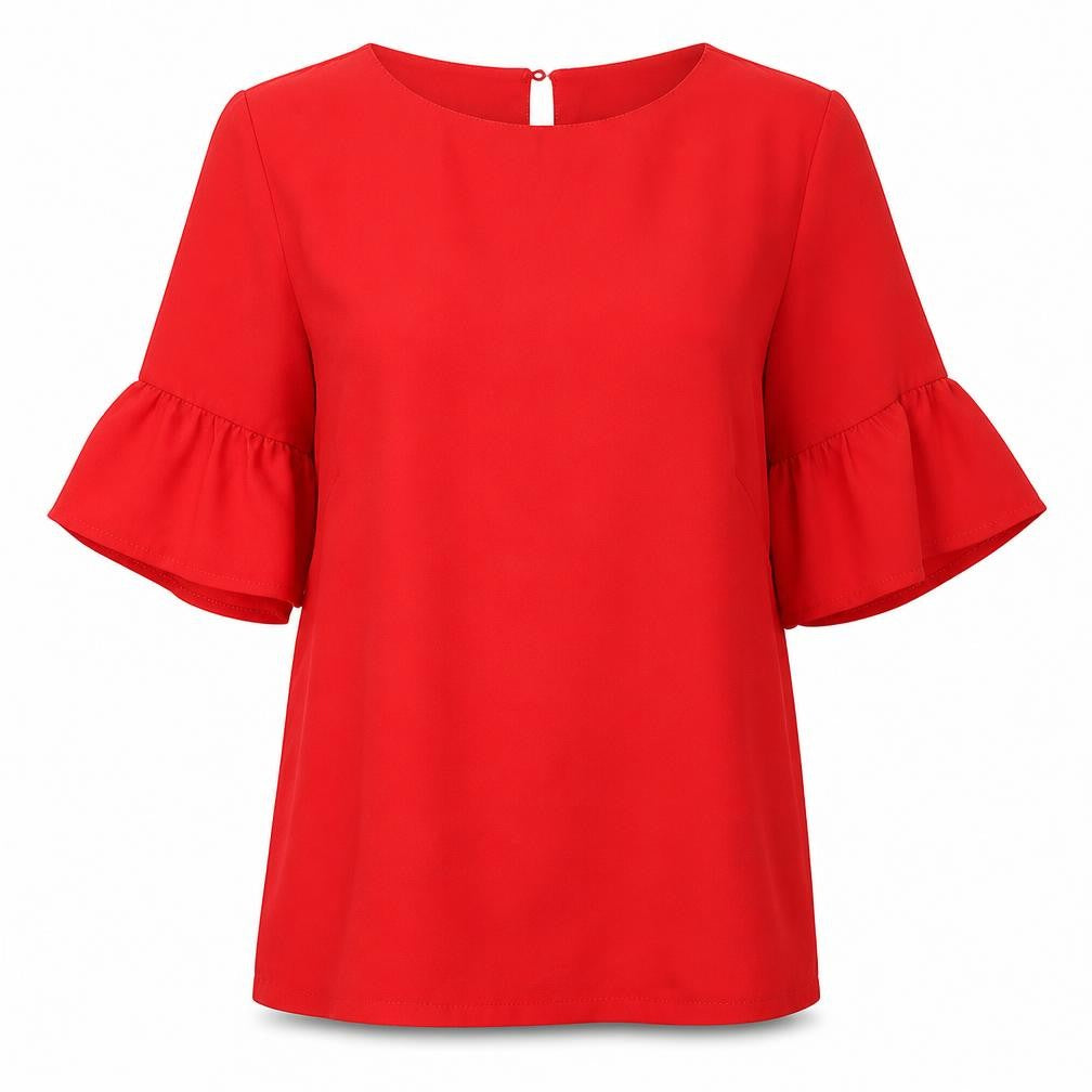 Womens UK Size 8 New Look Red Tunic Blouse