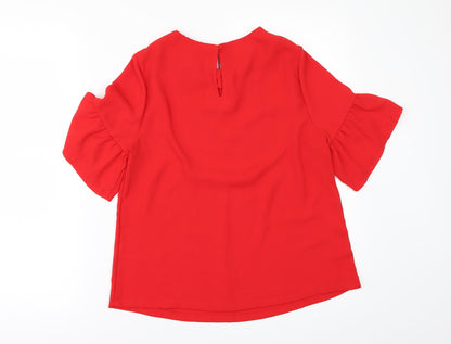 Womens UK Size 8 New Look Red Tunic Blouse