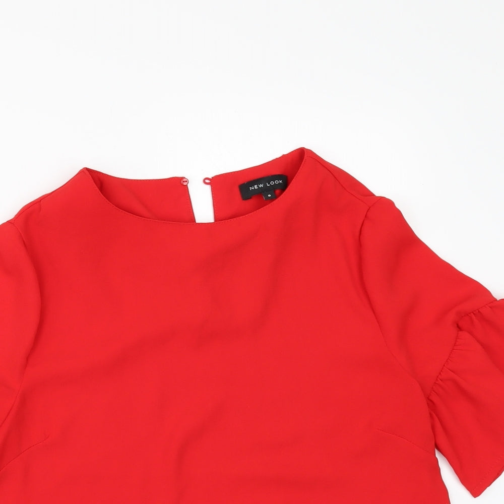 Womens UK Size 8 New Look Red Tunic Blouse