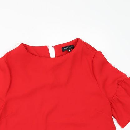 Womens UK Size 8 New Look Red Tunic Blouse