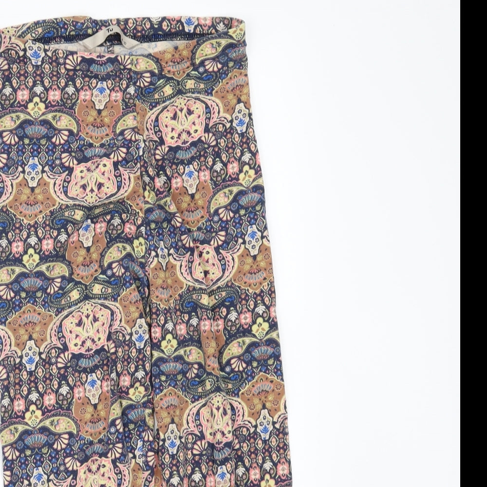 TU Womens Multicoloured Geometric  Cropped Leggings Size 10