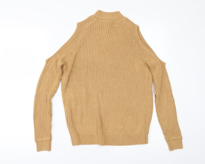 Back view of H&M women’s beige jumper, size XS, - cold shoulder