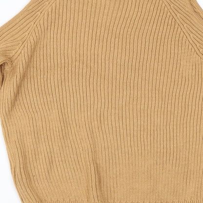 Brand and care label for H&M women’s beige jumper, size XS, - cold shoulder