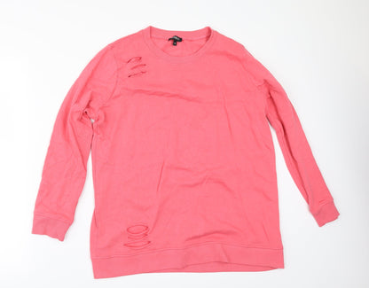Front view of Pep&Co women’s pink pullover sweatshirt, size UK 10