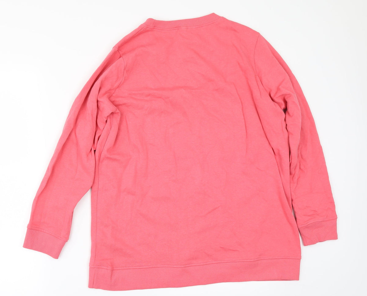 Back view of Pep&Co women’s pink pullover sweatshirt, size UK 10
