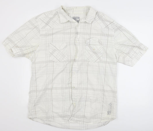 Urban Spirit Mens White Check   Button-Up Size XL