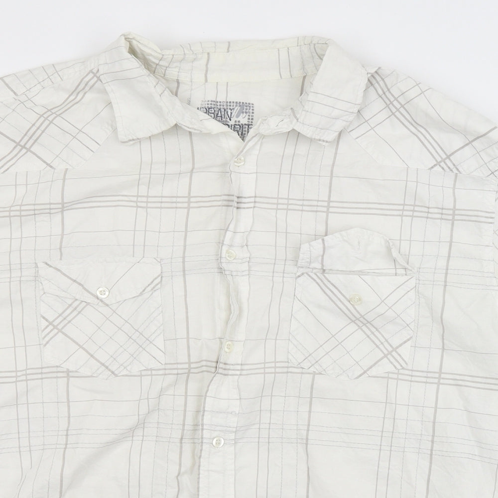 Urban Spirit Mens White Check   Button-Up Size XL