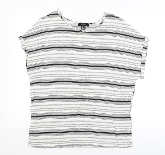 Atmosphere Womens White Striped  Basic T-Shirt Size 14