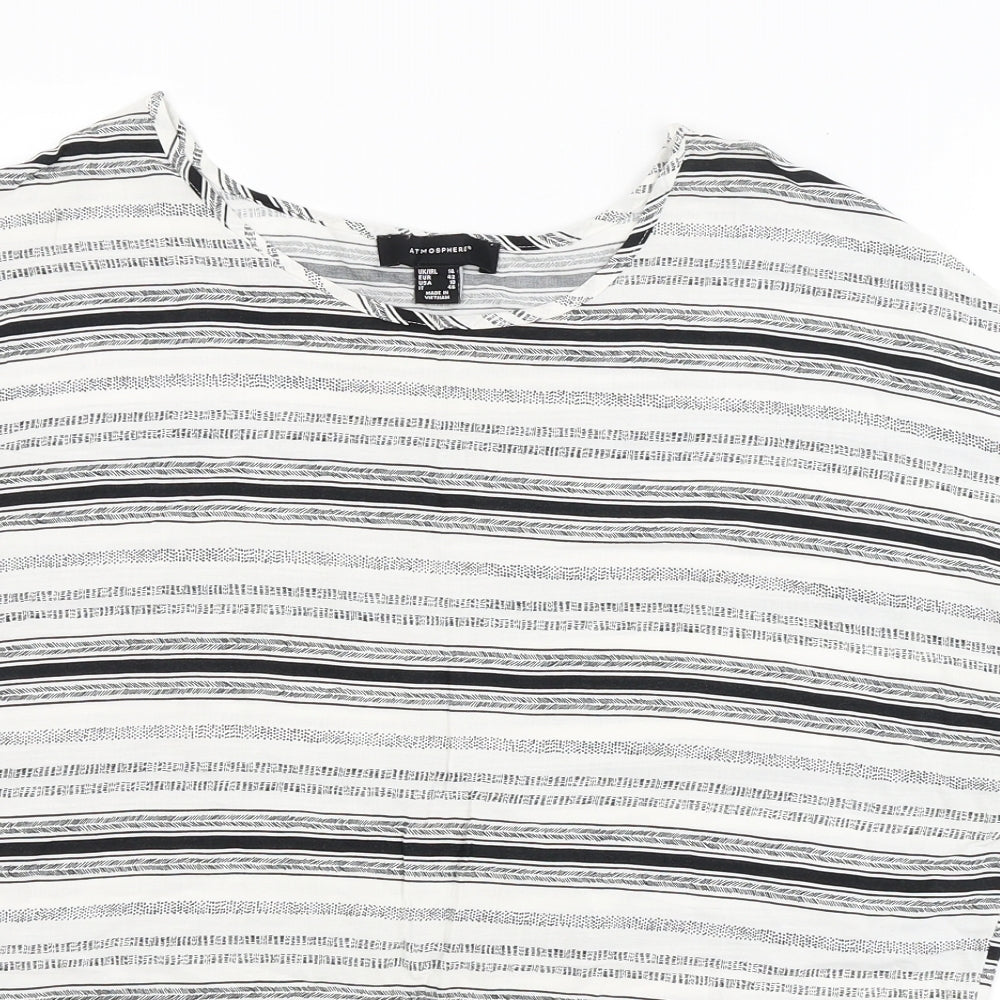 Atmosphere Womens White Striped  Basic T-Shirt Size 14