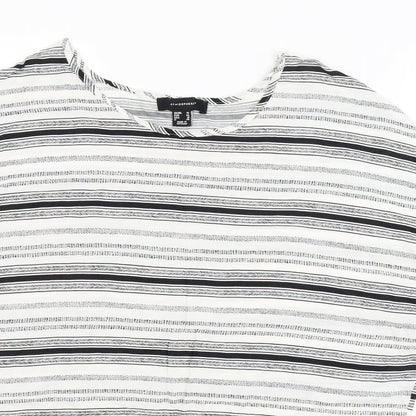 Atmosphere Womens White Striped  Basic T-Shirt Size 14