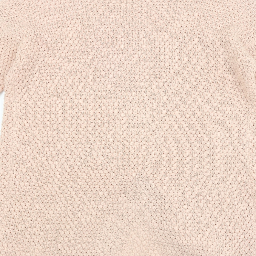 Brand and care label for Jaqueline deYong women’s pink jumper, size S