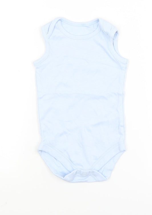 Front view of Tu Baby Blue Unitard One-Piece, size 6-9, Months