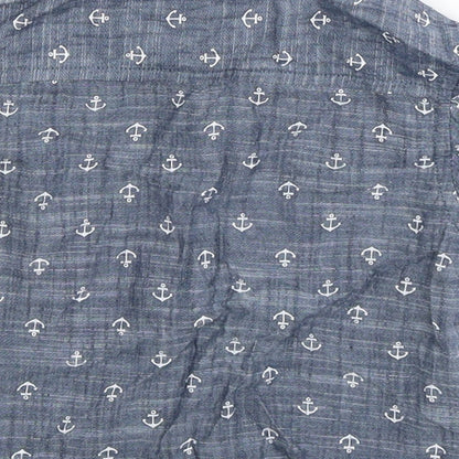 Mini Rebel Baby Blue   Basic Button-Up Size 9-12 Months  - anchors